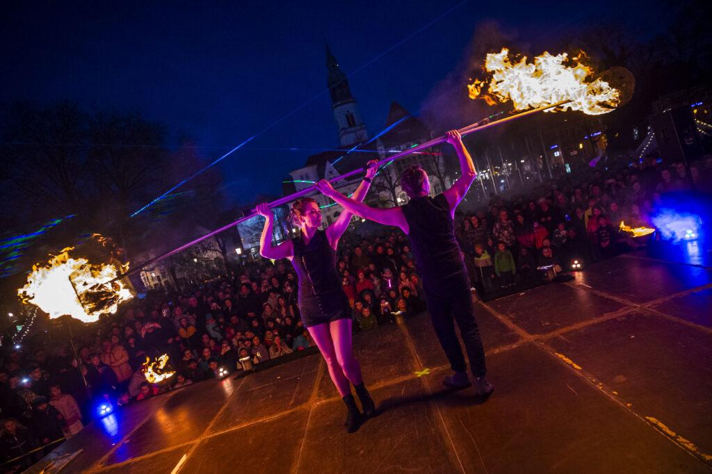 Feuer- und Lasershow zur "Nordlichter" im Schlosspark Celle